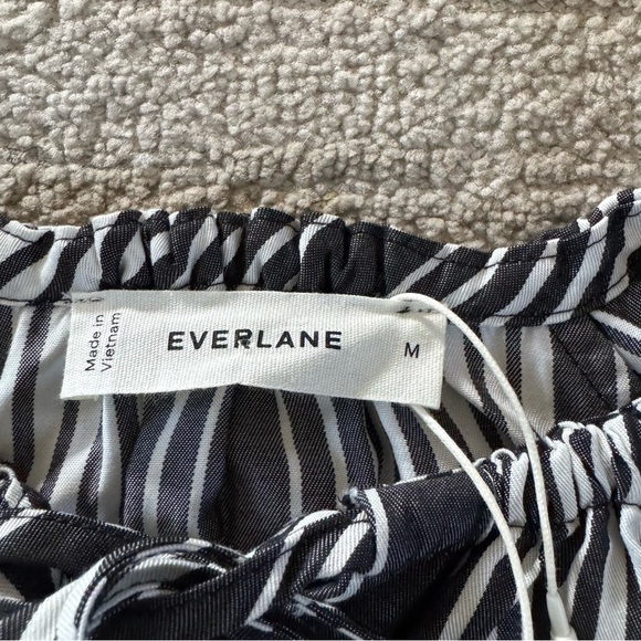 Everlane Stripe Maxi Dress black white stripe tencel tie waist modest medium new - Picture 3 of 15